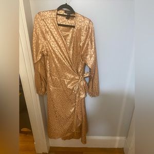 Gold leopard print wrap dress